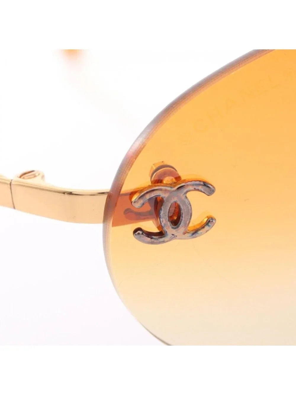 Chanel Sunglasses CC Logo Gradient Lens Rimless Brown Eyewear